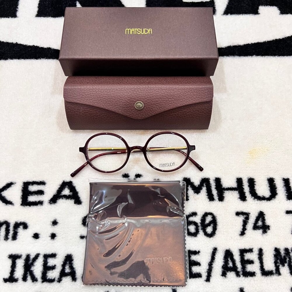 Matsuda M2033 Round Eyeglasses in Bordeaux / Burgundy / Dirty Red